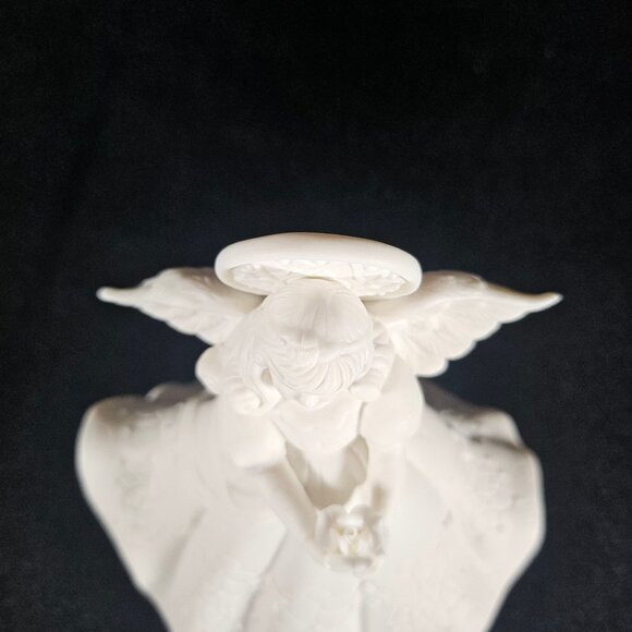 "Heaven's Treasures" White Porcelain Bisque Musical Angel Figurine by Roman Inc. - Picture 2 of 11